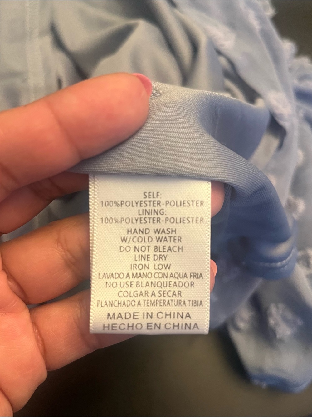Pinkblush Maternity Light Blue Textured Dot Smocked Dress Medium - Picture 4 of 7